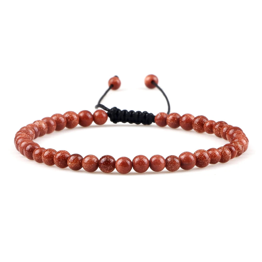 Adjustable 4mm Chakra Beads Bracelet Mini Natural Stone Agats Lava Tiger Eye Beaded Bracelets & Bangles Women Men Gift Jewelry