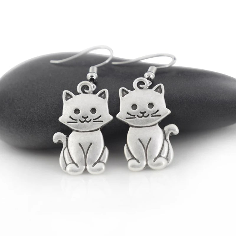 New Vintage Cute Cat Drop Long Earrings For Women Boho Pet Brincos Fashion Jewelry Dangle Earring Pendientes Lover Party Gifts