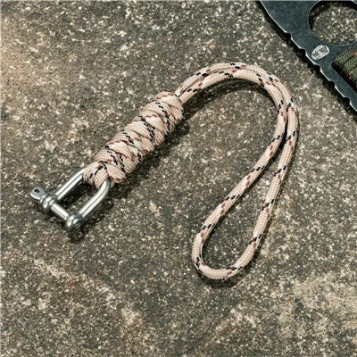 New Design Paracord Keychain stainless steel U-shaped Buckle Hand-woven keychain Wrist Anti-lost Rope Emergency Survival Tool