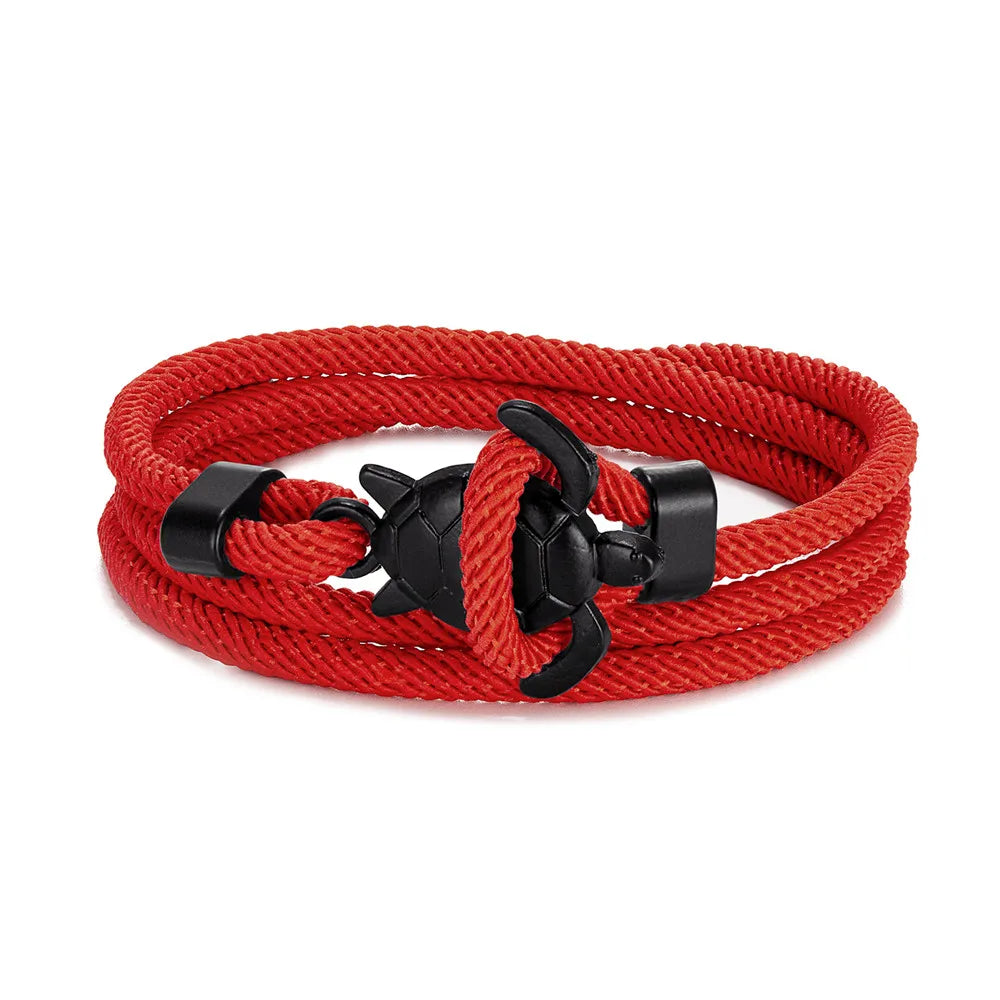 MKENDN Hand Braided Sea Turtle Viking Bracelet Charms Darkblue Rope For Men Women Beach Wristband Adjustable Jewelry Homme