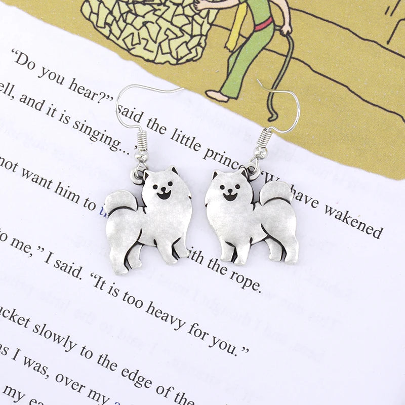 New Fashion Vintage Samoyed Dog Drop Earring Boho Pets Dogs Brincos Lover Gifts Jewelry Earrings For Women Pendientes Mujer