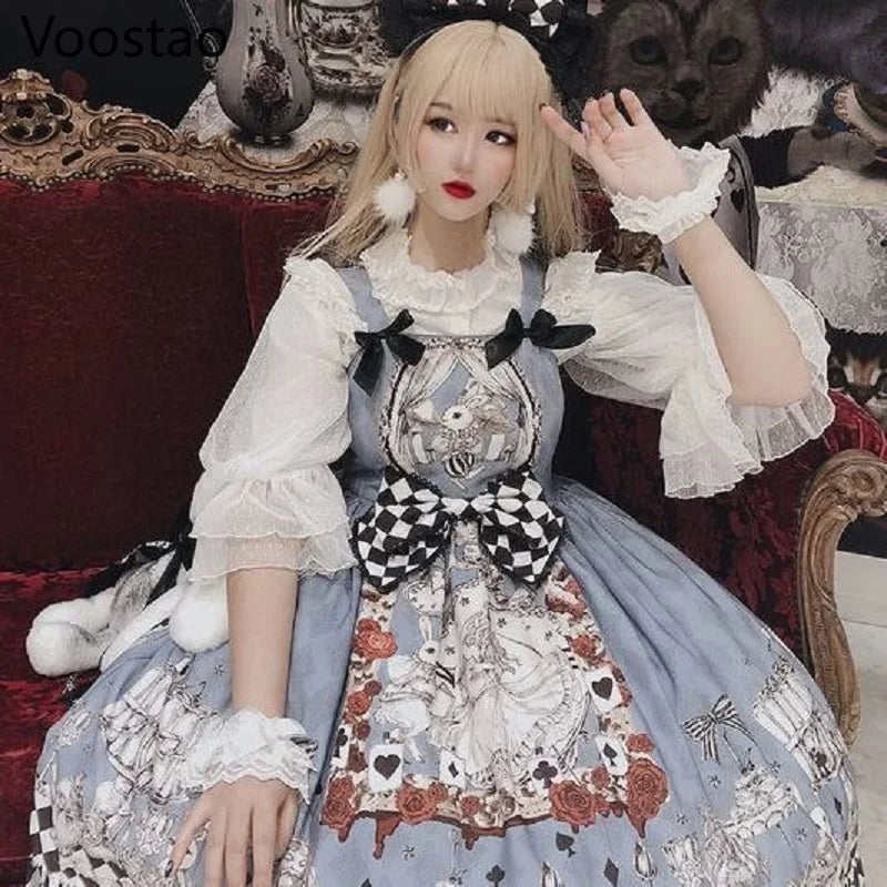 Japanese Gothic Lolita Dress Girls Vintage Dark Funeral Lolita Jsk Dress Women Harajuku Cool Sleeveless Punk Suspender Dresses