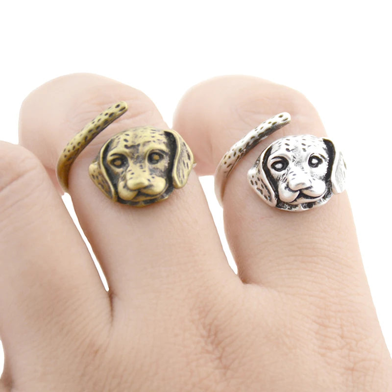 Retro Labrador Retriever Puppy Anillos Dog Ring Boho Anel Animal Love Rings For Women Men Jewelry Best Friends Gift Accesorios