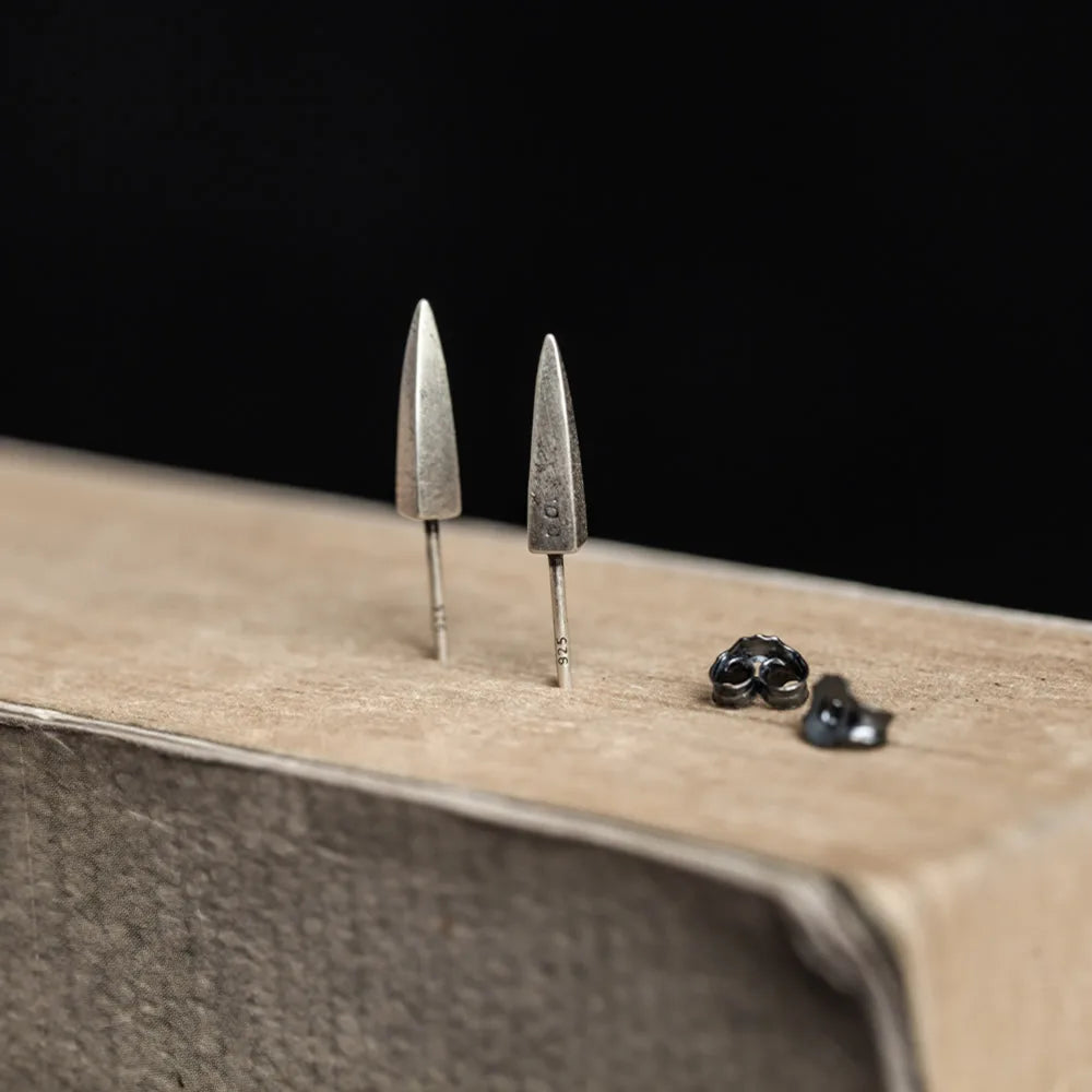 MKENDN 925 Sterling Silver Creative Retro Dagger Stud Earring Trendy Street Punk Style Ear Pin for Men Women Halloween Jewelry
