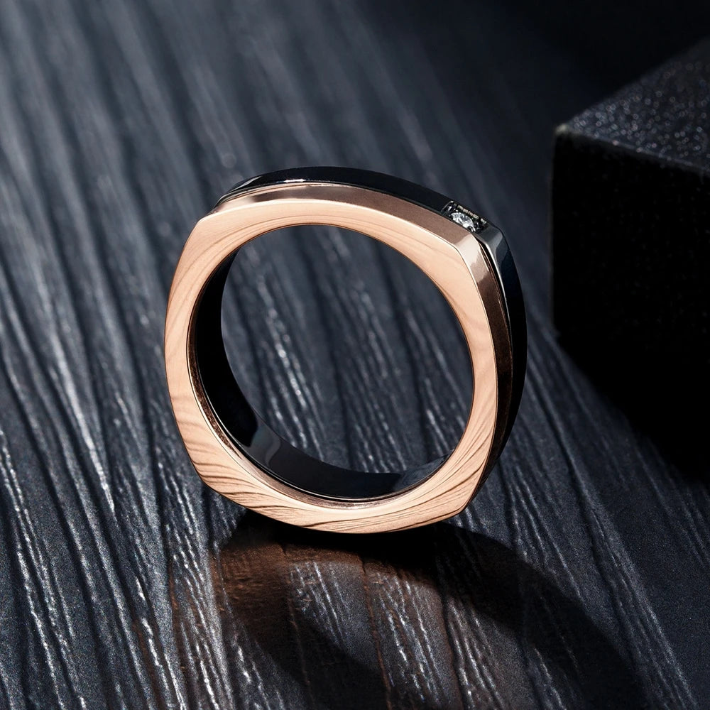 TYO Stainless Steel Double Layer Rings For Women Men Luxury Cubic Zirconia Elegant Rings Party Wedding Band Couple Jewelry