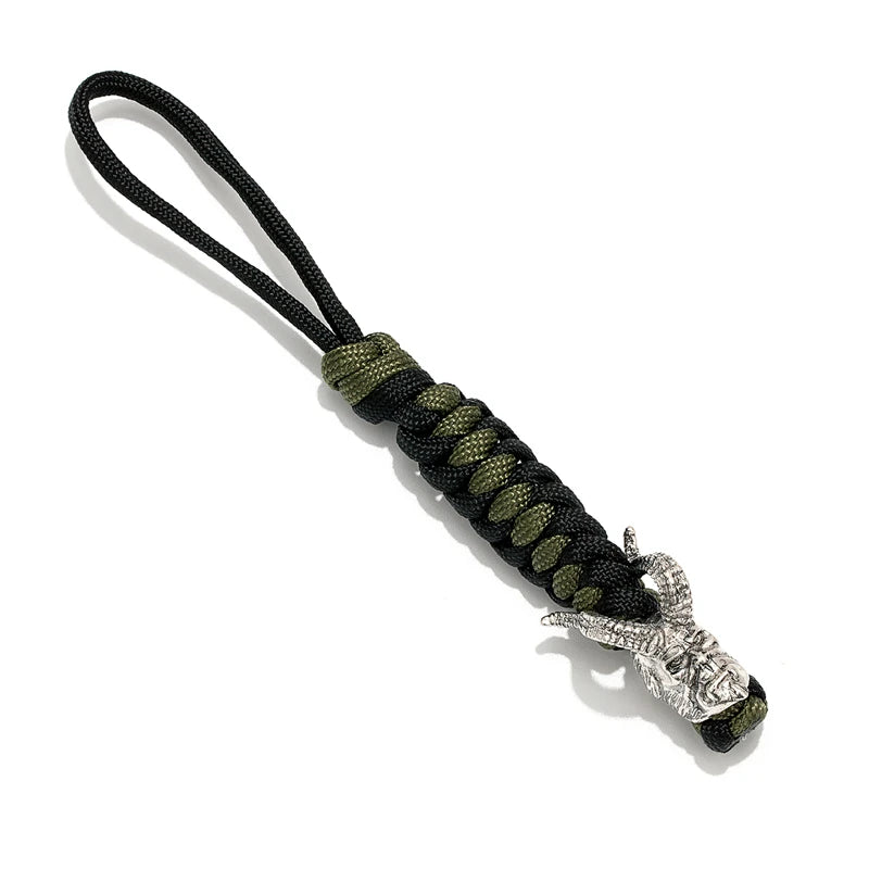 Vikings KeyChain For Car Hand Woven Survival Paracord Rope Ward off evil Key Rings For Men Gift Detachable Metal Punk Key Chains