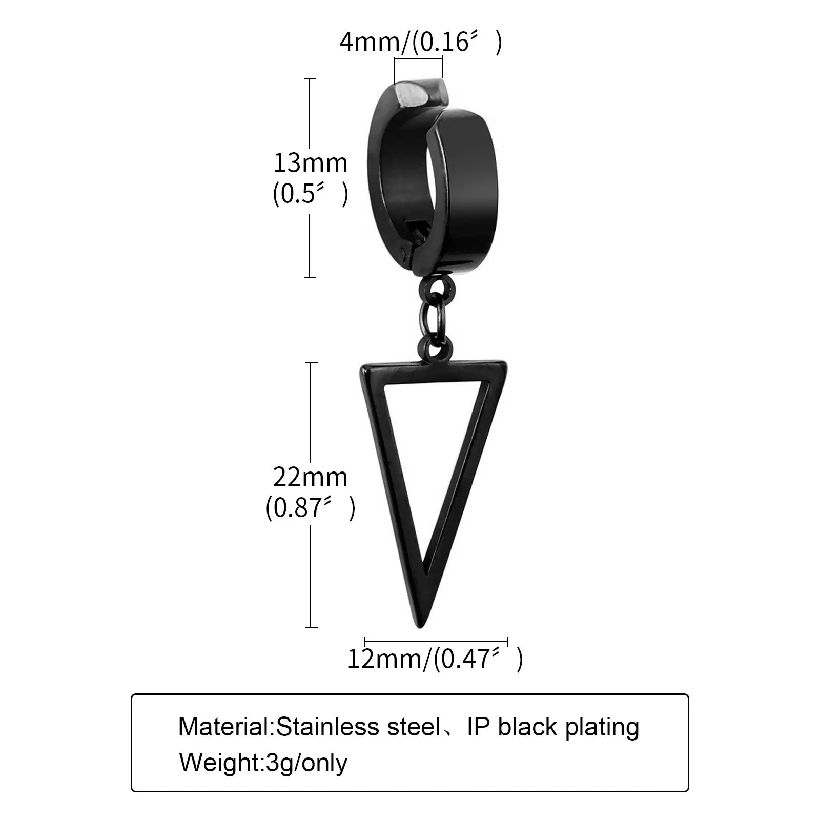 Vnox Punk Clip Earrings for Men Women, Black Stainless Steel Ear Accessory, Gothic Rock Hiphop Hoop Circle Earring 1 Piece - Madeinsea©