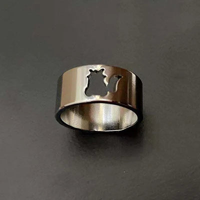MKENDN Ring-Set mit Tierfußabdruck, Schlangenpaar, für Damen und Herren, Wolf, Fuchs, Geweih, Vogel, silberfarbener Ring, Geschenk für Taufe oder Ostern