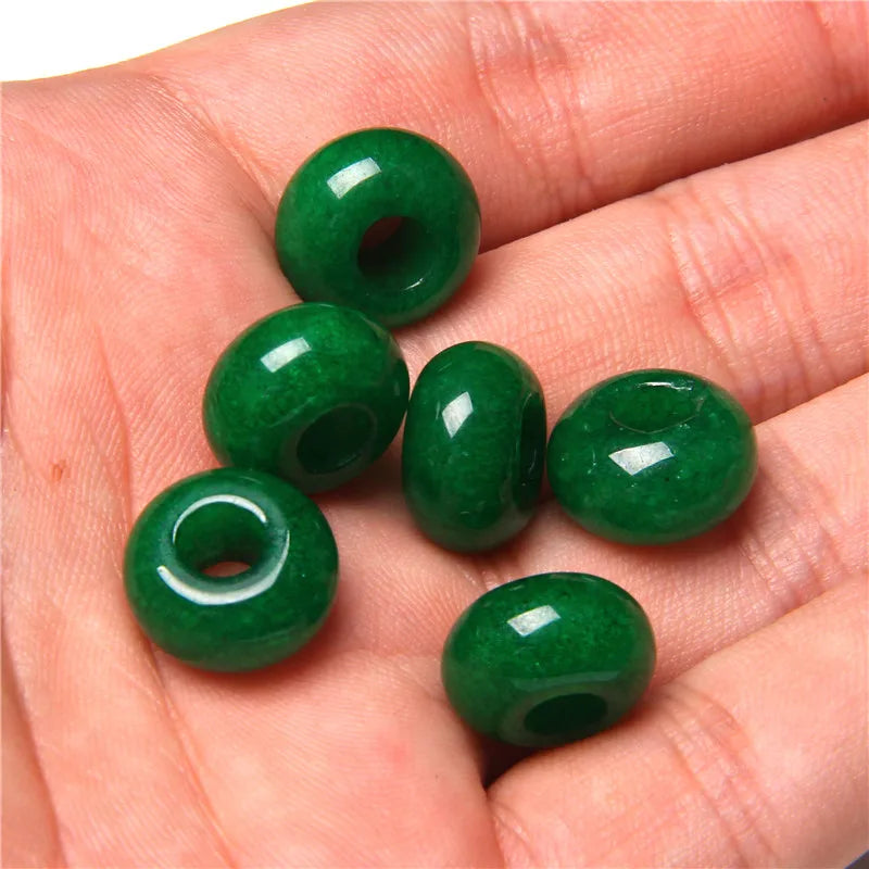 5Pcs Stone Charms Pendant Spacer Round Big Hole Beads For Jewelry Making Fit Necklace Bracelet DIY Findings 14MM Hole Size 5MM