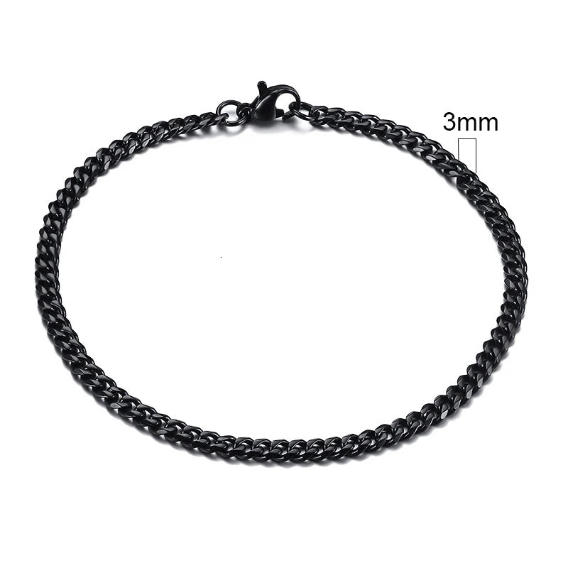 Vnox Basic 3/5/7/9/11mm Wide Curb Cuban Link Chain Bracelets for Men Women Jewelry Anti Allergy Stainless Steel Wristband Gifts