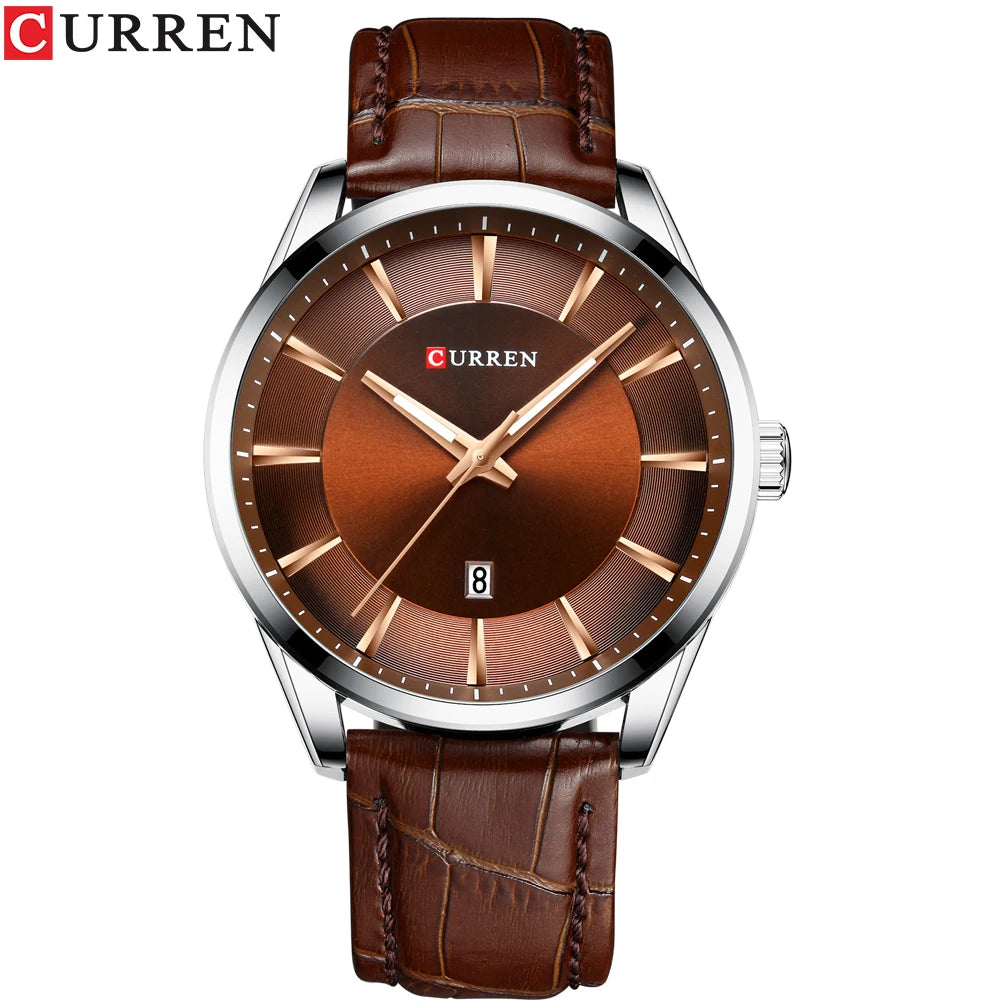 Montres à quartz CURREN pour hommes, bracelet en cuir, montres-bracelets de luxe pour hommes d'affaires, 45 mm.