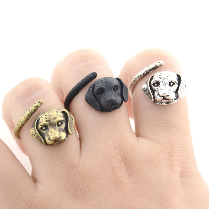 Retro Labrador Retriever Puppy Anillos Dog Ring Boho Anel Animal Love Rings For Women Men Jewelry Best Friends Gift Accesorios