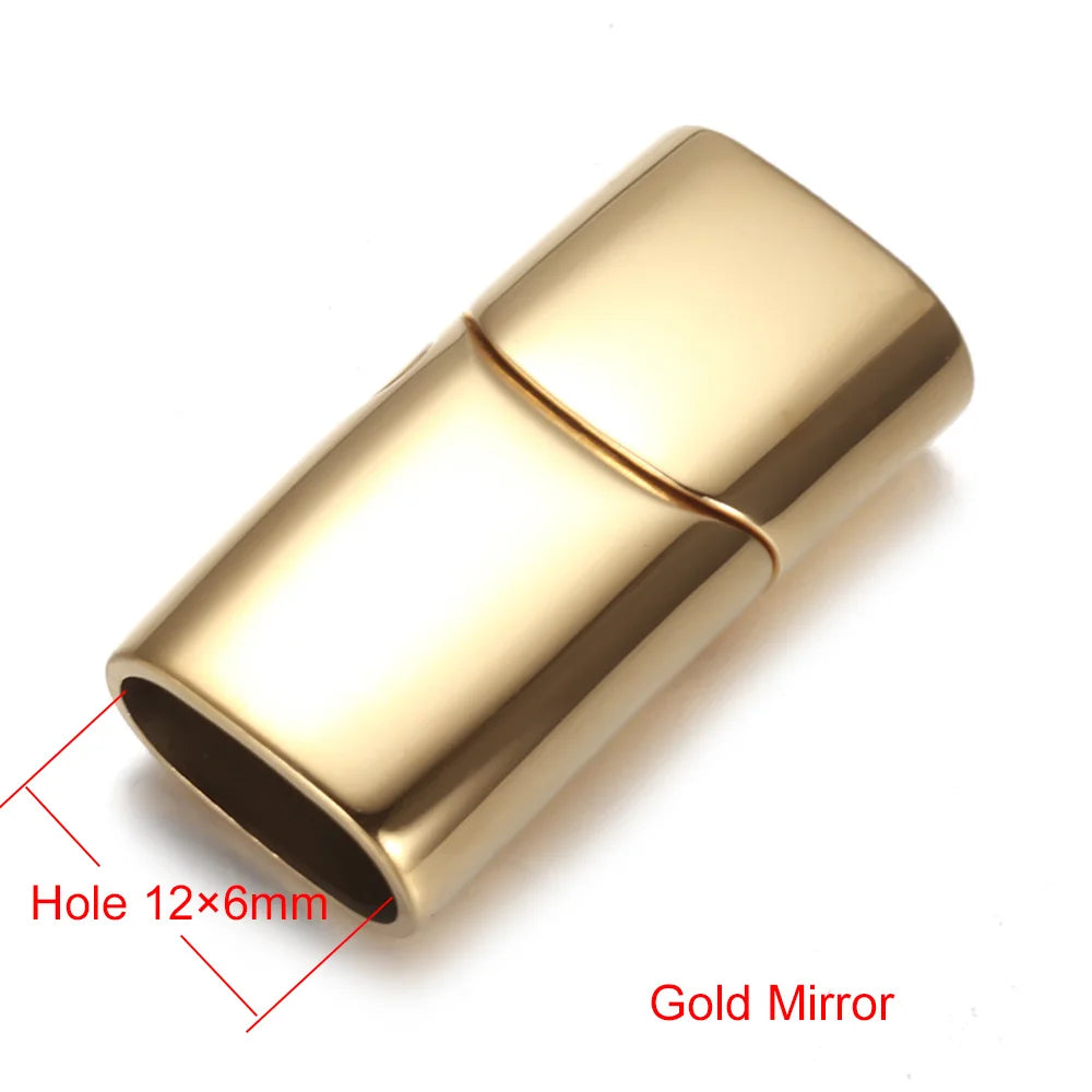 Stainless Steel Magnetic Clasp 12*6mm Hole Bracelet Magnet Clasp DIY Accessories Leather Jewelry Making Finding Supplies