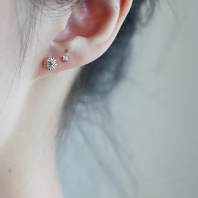 925 Sterling Silber Überzogene 14k Vergoldung Einfache Sonne Ohrringe Frauen Retro Hof Stil Exquisite Süße Schmuck Zubehör