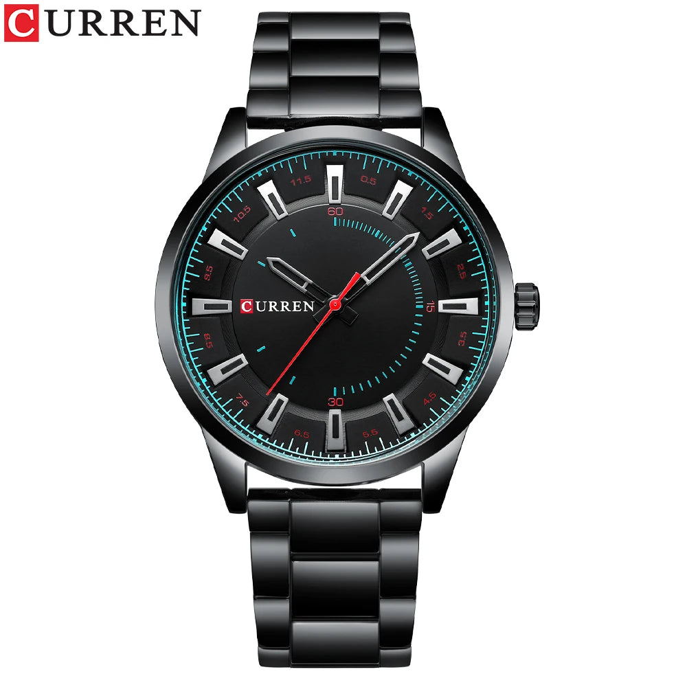 CURREN New Fashion Simple Style Men Watches Quartz Wristwatches Stainless Steel Band Clock Male