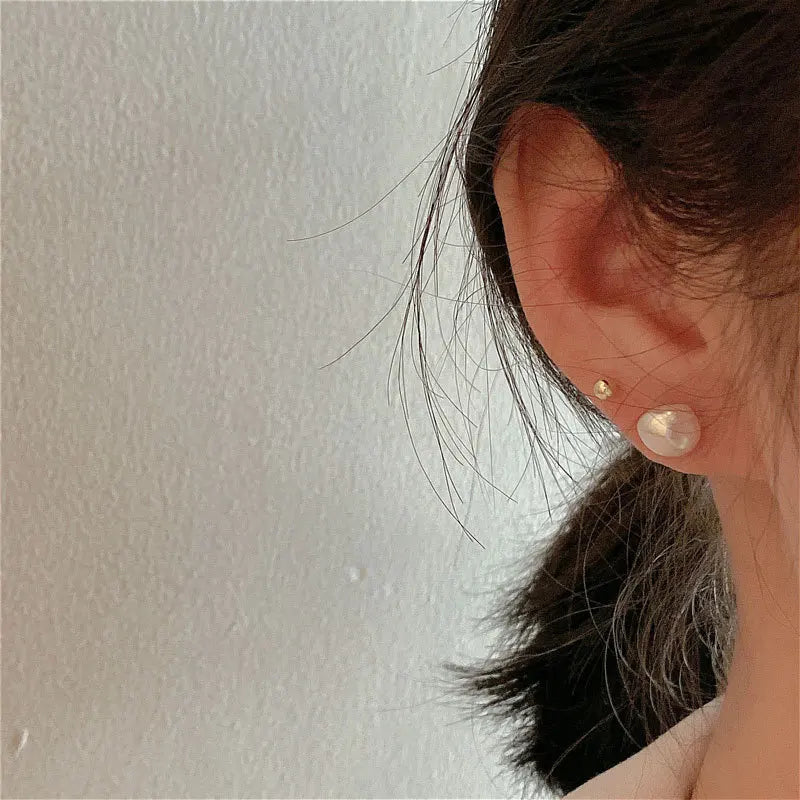 Boucles d'oreilles à tige en argent sterling 925 avec perles d'eau douce baroques irrégulières pour femmes, bijoux de mariage simples et romantiques