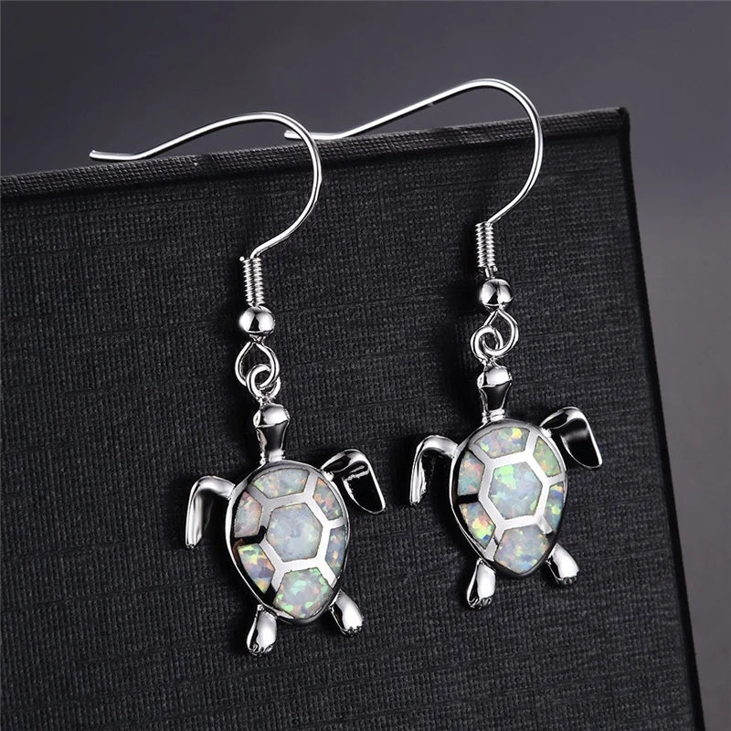 Fashion Women Earrings 2025 Fashion Blue Imitation Opal Drop Earrings Cute Turtle Animal Earrings Female Wedding Jewelry Gift