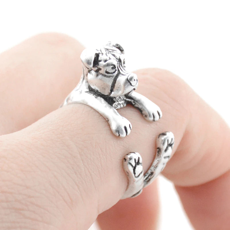 Retro 3D Beagle&German Shepherd&Schnauzer Dog Ring Women Anel Punk Style Rings For Men Wrap Animal Rings Anniversary Bijoux Gift