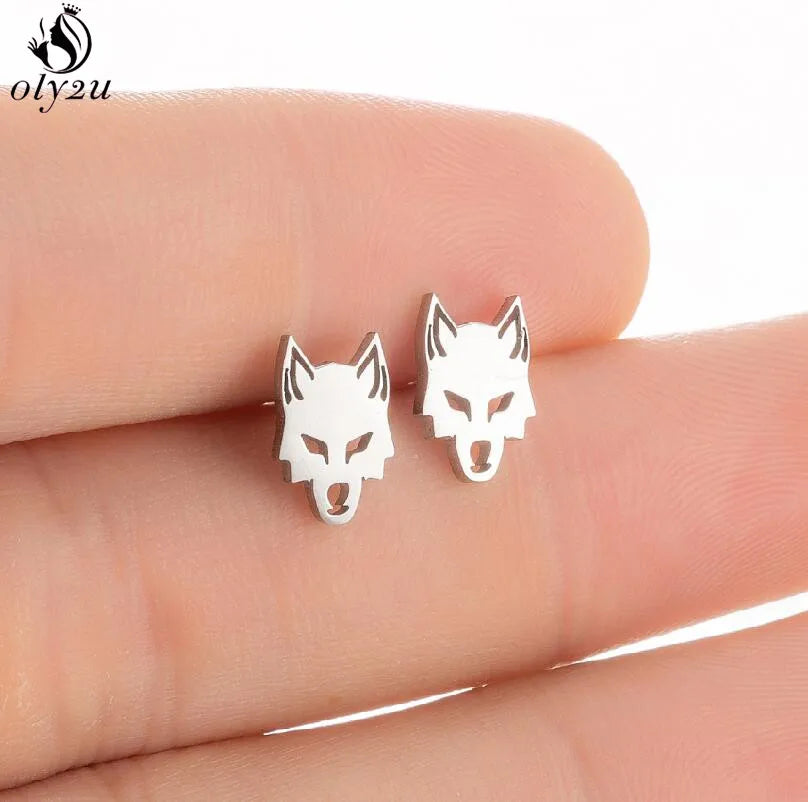 Korean Cute Stainless Steel Animal Earrings for Women Small Bat Octopus Fish Penguin Stud Earrings Trendy Jewelry Friends Gifts