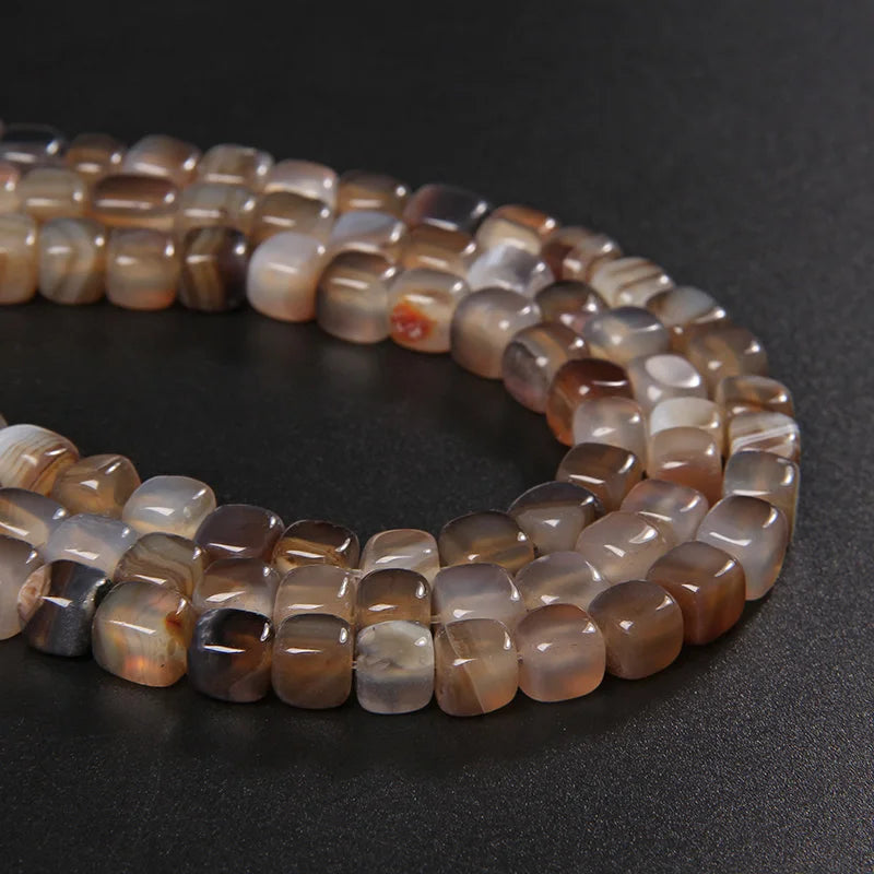 Smooth Smoky Agates Beads Natural Gray Stone Beads Striped Square Loose Beads For Jewelry Making Diy Bracelet Necklace Handmade