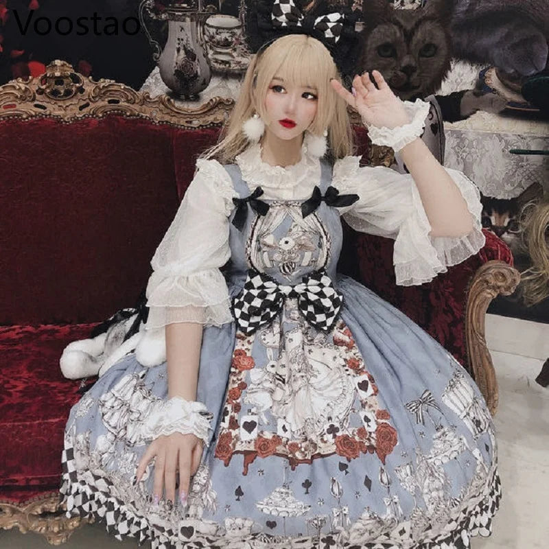 Japanese Gothic Lolita Dress Girls Vintage Dark Funeral Lolita Jsk Dress Women Harajuku Cool Sleeveless Punk Suspender Dresses