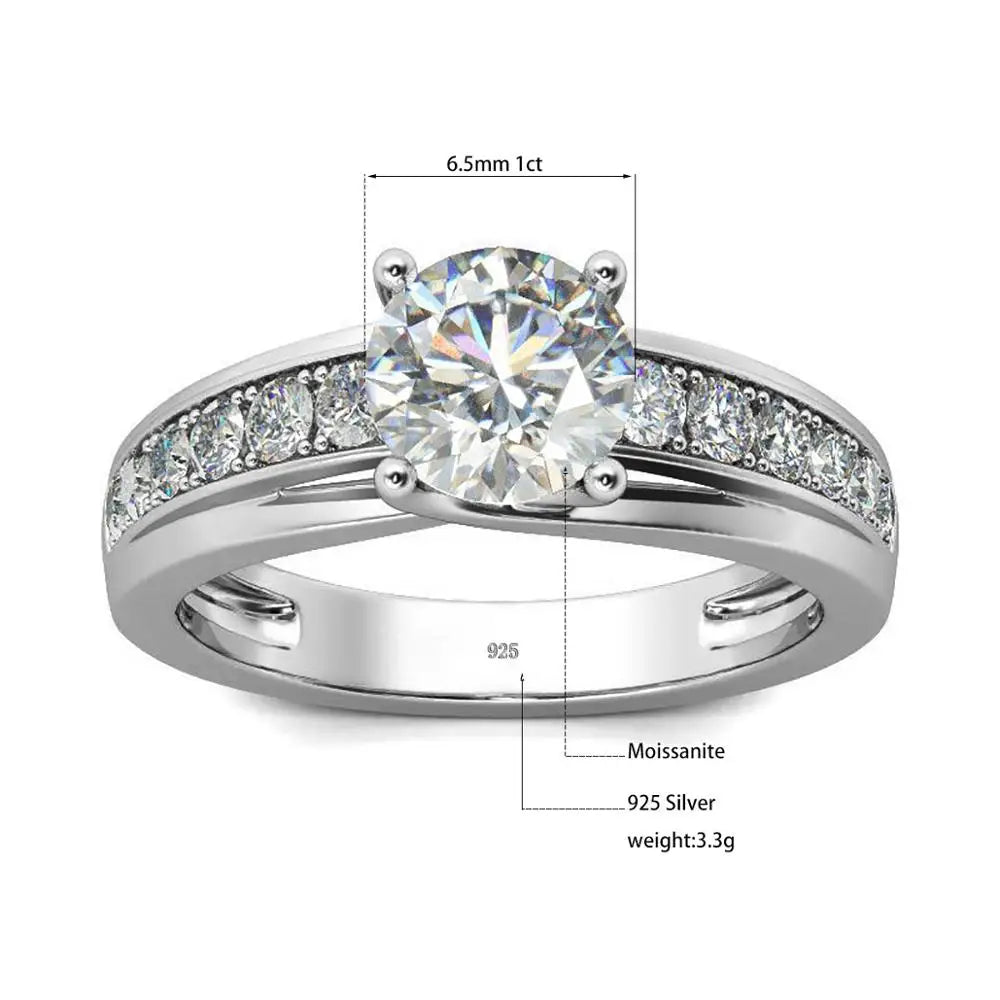 Szjinao Real 1 Carat Moissanite Ring For Women 100% 925 Sterling Silver Sparkling Lab Diamond Wedding Jewelery Female 2024 Trend - Madeinsea©