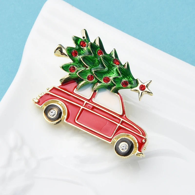 Broche en émail pour sapin de Noël, voiture, nouvel an, bijoux tendance pour femme, cadeau
