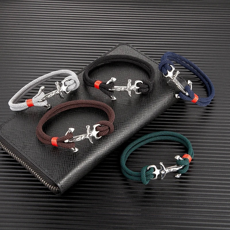 MKENDN Navy Anchor Bracelets Men Double Strand Nautical Rope Bracelet For Women Stainless Steel Jesus Cross Prayer Jewelry