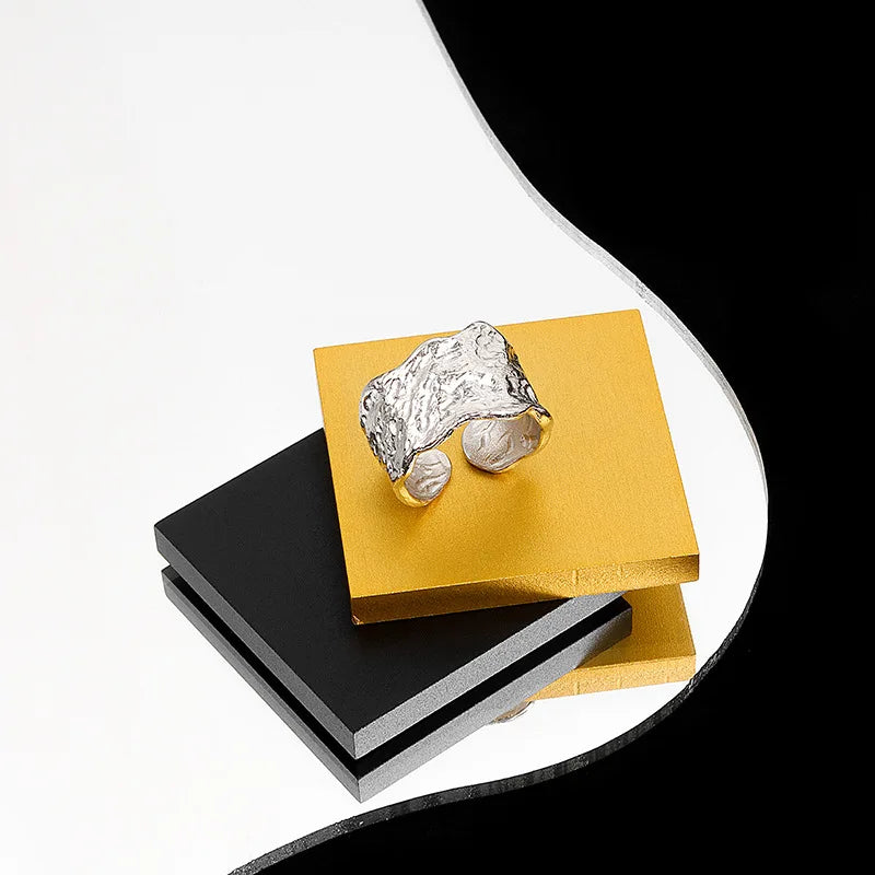 LIVVY Prevent Allergy Silver Color Wedding Rings New Creative Geometric Handmade Accessories Jewelry Gifts 2021 Trend - Madeinsea©