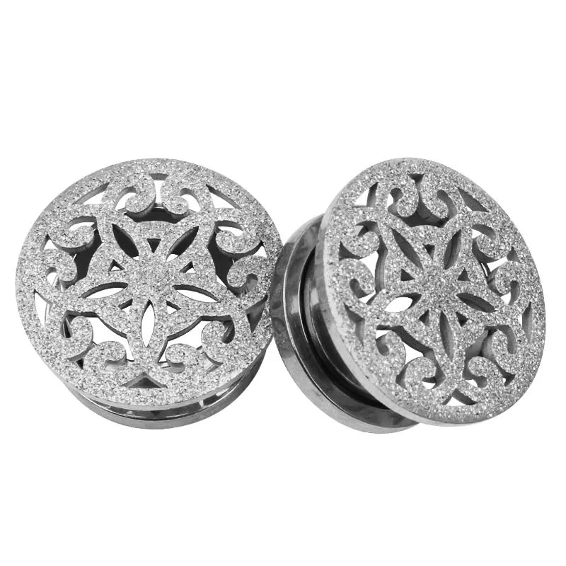 2 Stück Ohrstöpsel/Tunnel/Ohrpiercings aus 316L Edelstahl mit geschraubten Sattelohrring-Expander-Messgeräte Körperschmuck-Piercings