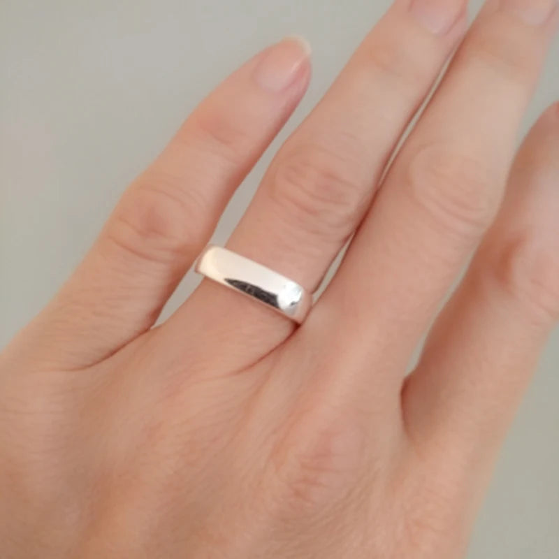 DOTEFFIL 925 Sterling Silver Square Circle Rings For Women Men Brand Fashion Simple Wedding Engagement Party Jewelry