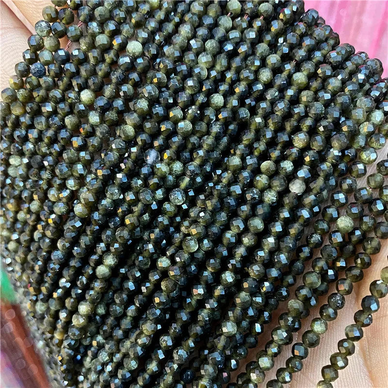 2 3mm Natural Labradorite Quartz Moonstone Crystal Stone Beads Round Faceted Loose Beads For Jewelry Making DIY Bracelet 15.5"