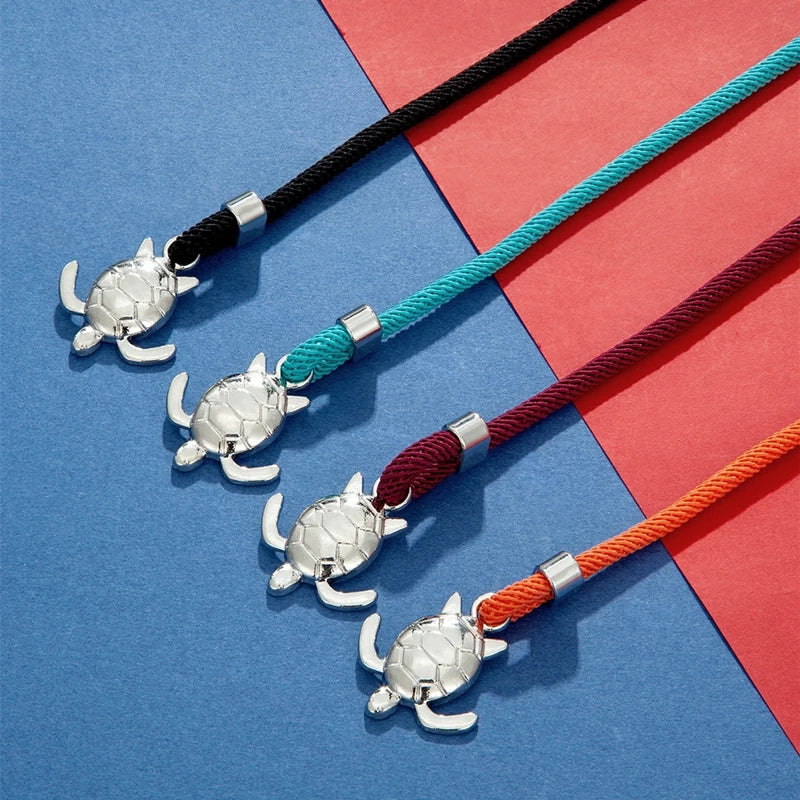 MKENDN Hand Braided Sea Turtle Viking Bracelet Charms Darkblue Rope For Men Women Beach Wristband Adjustable Jewelry Homme