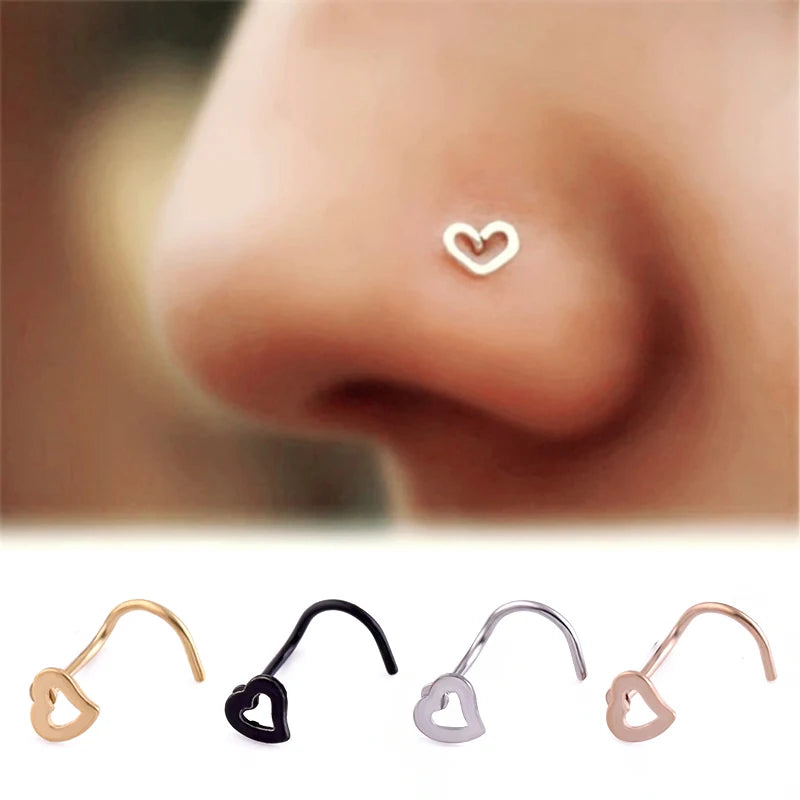3/4/5/8/21pcs 20G Nose Studs Set Surgical Steel L-Shape Nostril Studs Screws Nose Ring Hoop Body Piercing Jewelry Mixed Styles