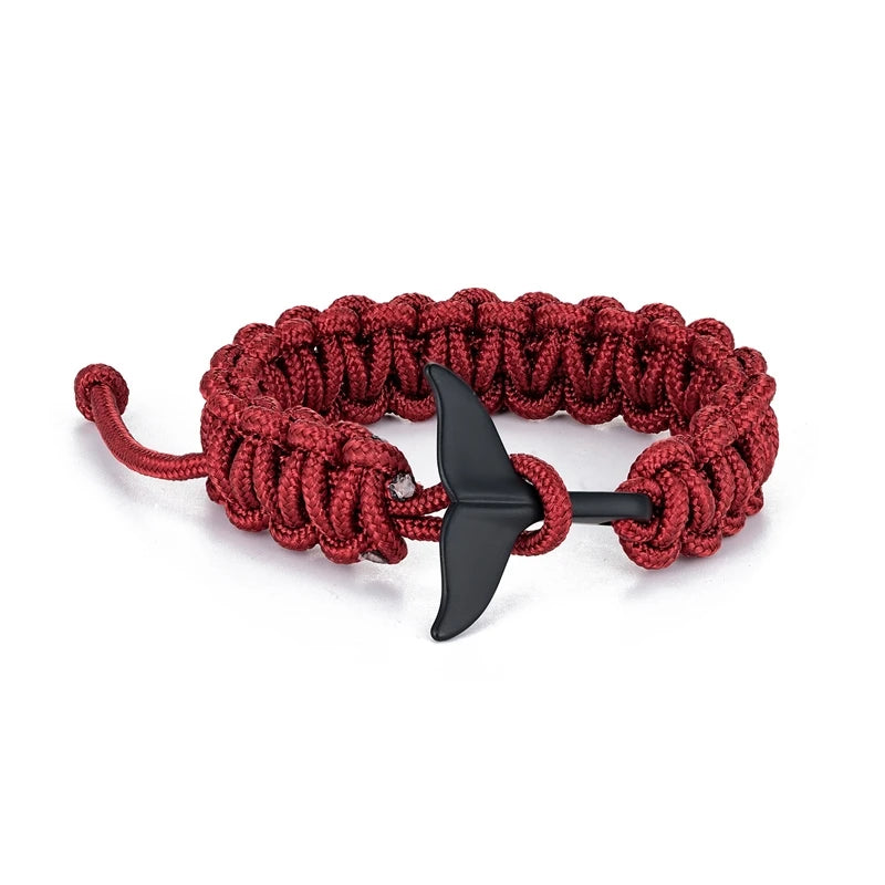 MKENDN 550 Paracord Survival-Armband mit Walflossenmotiv, nautisches Design, verstellbar, für Damen und Herren, Strandarmband, Schmuck, Marine- und Surfzubehör