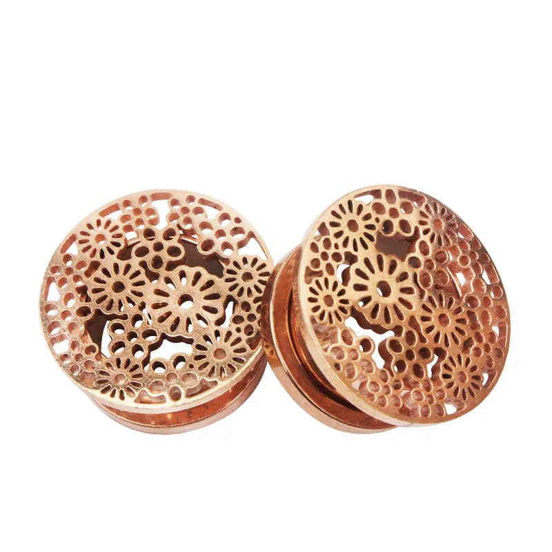 2 Stück Ohrstöpsel/Tunnel/Ohrpiercings aus 316L Edelstahl mit geschraubten Sattelohrring-Expander-Messgeräte Körperschmuck-Piercings