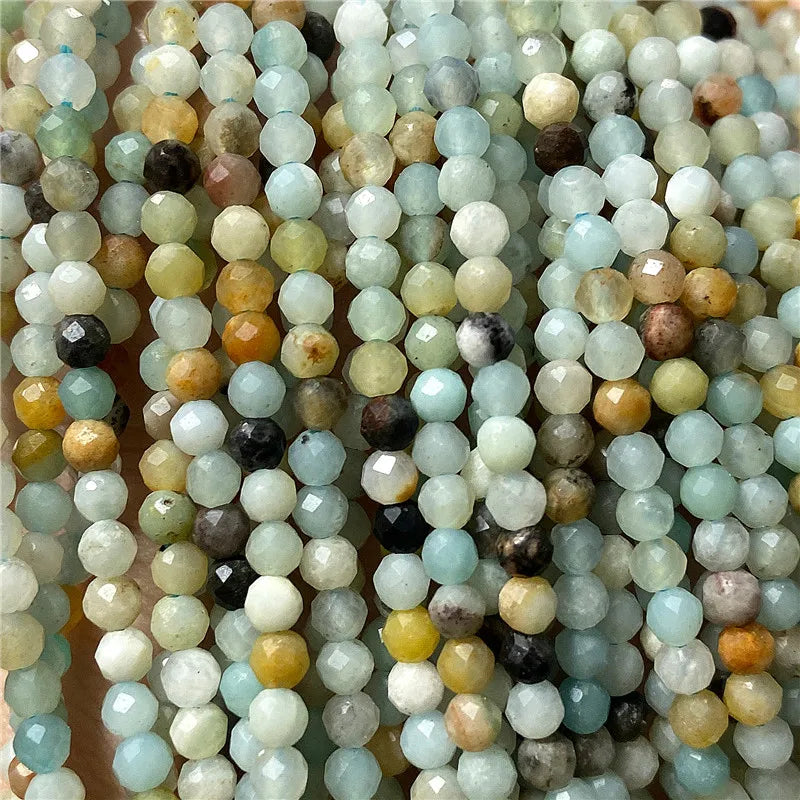 2 3mm Natural Labradorite Quartz Moonstone Crystal Stone Beads Round Faceted Loose Beads For Jewelry Making DIY Bracelet 15.5"