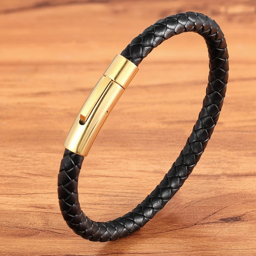TYO New Top Stainless Steel Braided Bracelets For Women Men Genuine Leather Bangles Special Birthday Party Jewelry - Madeinsea©