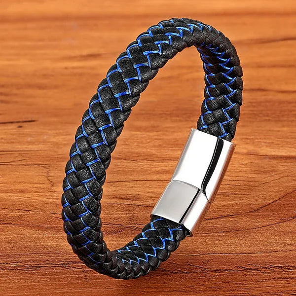 TYO Braided Rope Wrap Leather Bracelets For Men Bangles Fashion Male Women Charm Stainless Steel Clasp Jewelry DIY Customization