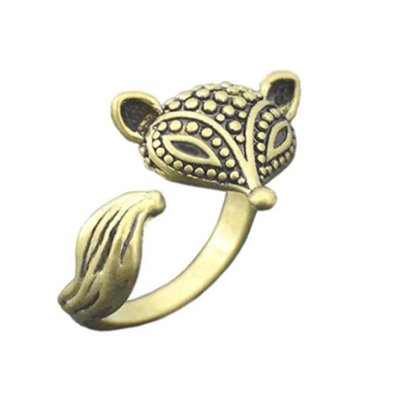 Vintage Silver Plated Boho Rabbit Fox Owl Anel Rings For Women Punk Anillos Metal Knuckle Ring Men Jewelry Best Friend Gifts