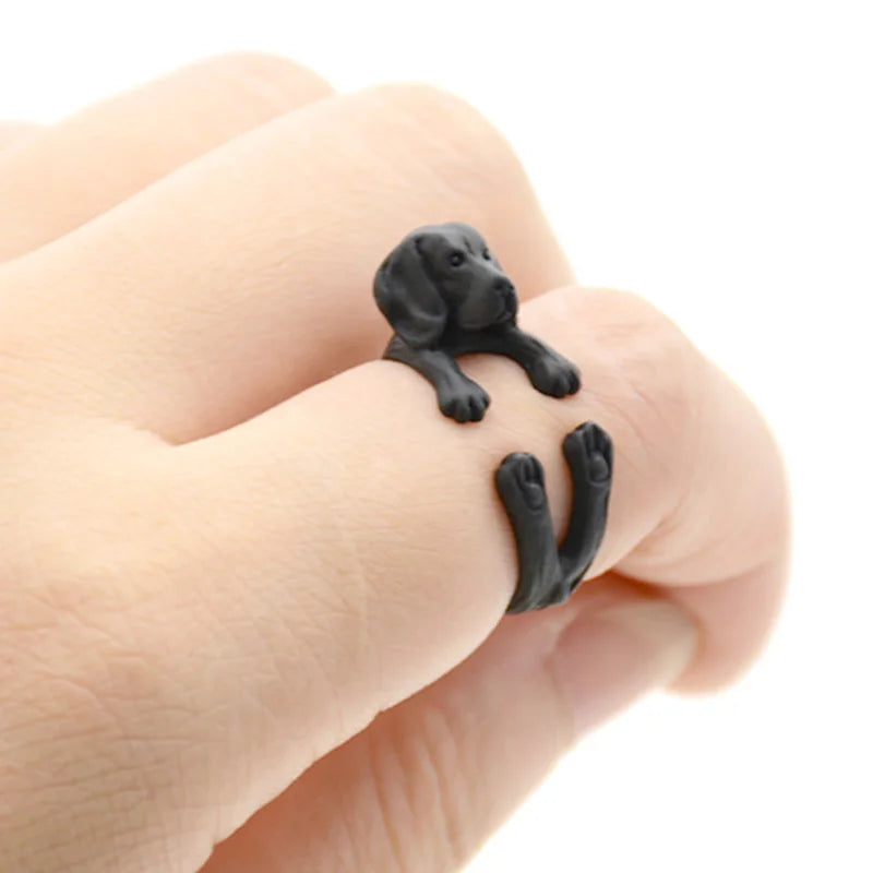 Retro 3D Beagle&German Shepherd&Schnauzer Dog Ring Women Anel Punk Style Rings For Men Wrap Animal Rings Anniversary Bijoux Gift