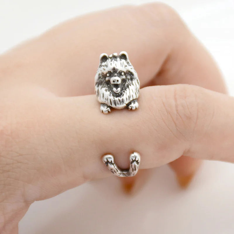 Retro 3D Beagle&German Shepherd&Schnauzer Dog Ring Women Anel Punk Style Rings For Men Wrap Animal Rings Anniversary Bijoux Gift