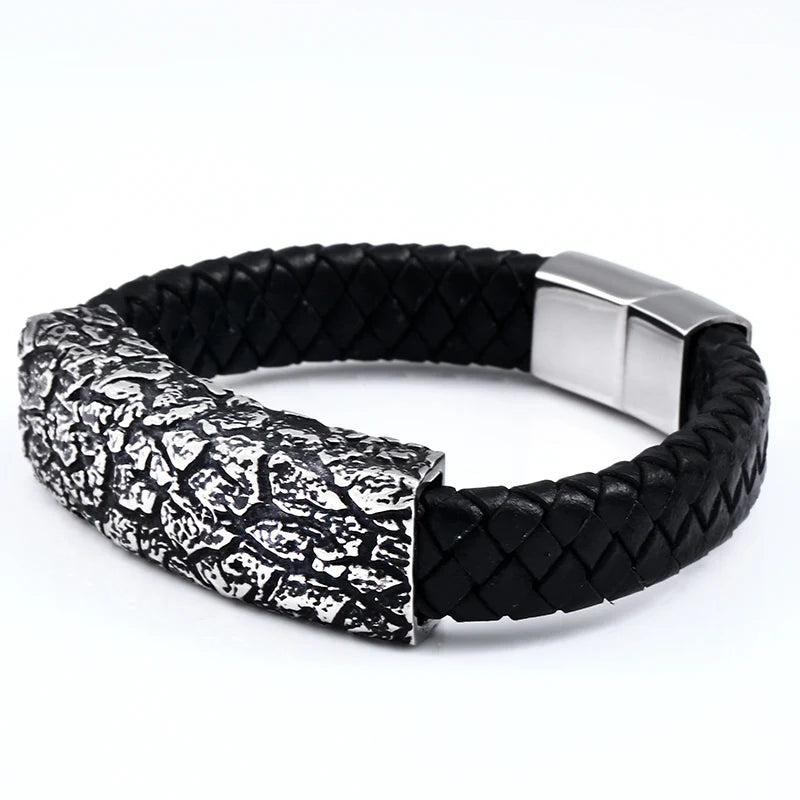 Bracelet homme en cuir motif pierre fine en acier inoxydable 316L BEIER bijoux de haute qualité pour soirée rock