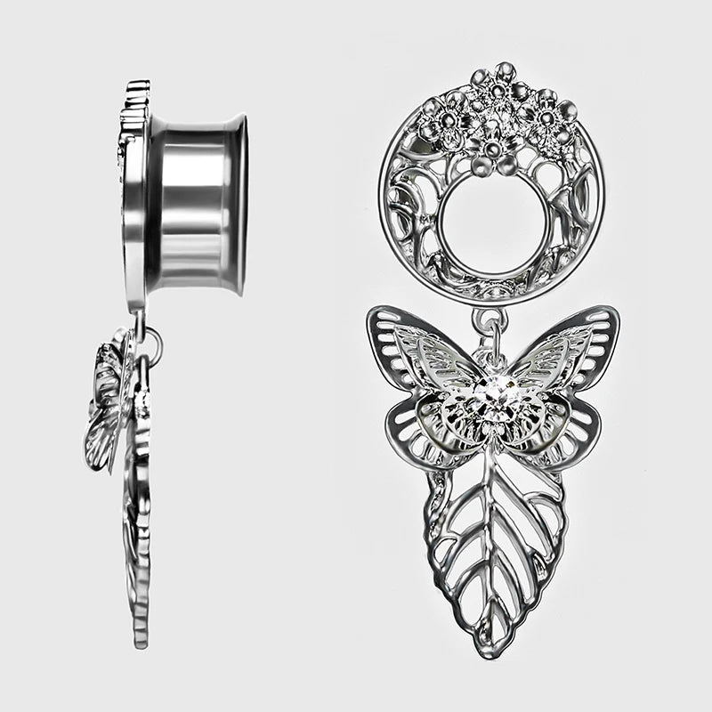 2 Stück Ohrstöpsel/Tunnel/Ohrpiercings aus 316L Edelstahl mit geschraubten Sattelohrring-Expander-Messgeräte Körperschmuck-Piercings