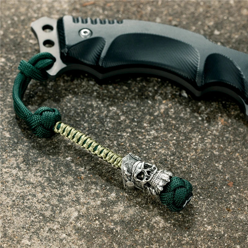 MKENDN New Design Japanese demon Evil mask Men Keychains Backbag Knife Pendant Men Survival Lanyard Rope Handmade Jewelry Gifts