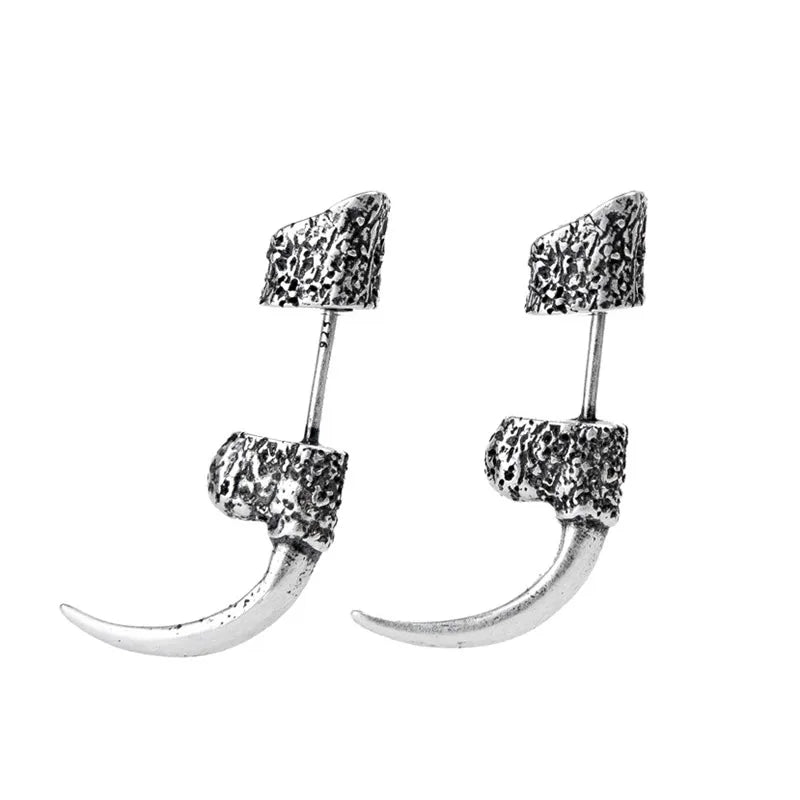 MKENDN Gothic Punk Rock Style Earrings Fashion 925 Sterling Silver Ear Rings Eagle Claw Stud Earrings For Men Pop Style Piercing