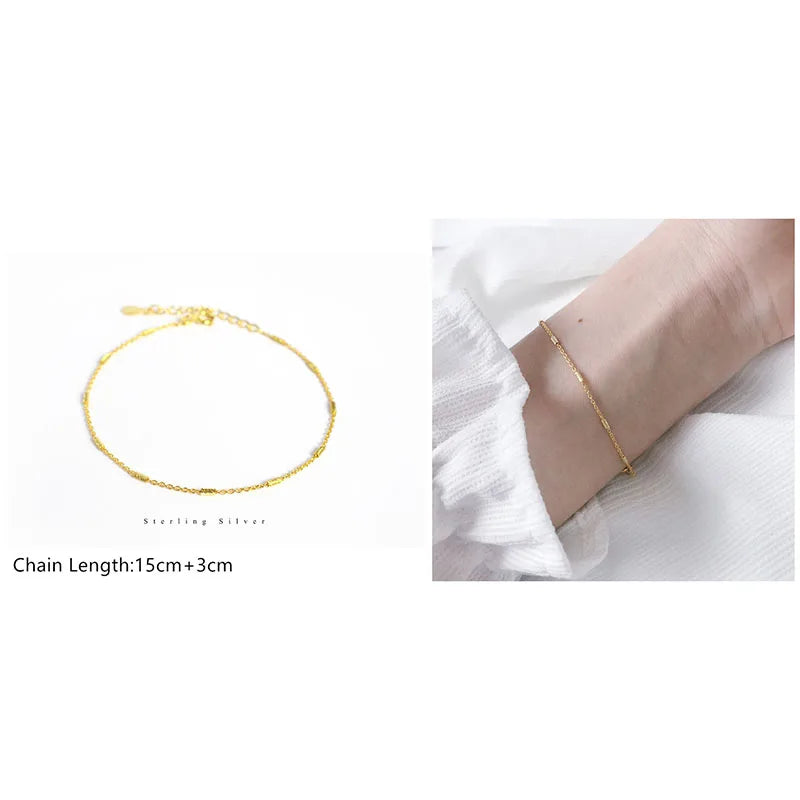 925 Sterling Silver Minimalist Style Chain Bracelet For Women Classic Fashion Student Couple Wristband Jewelry Accessories
