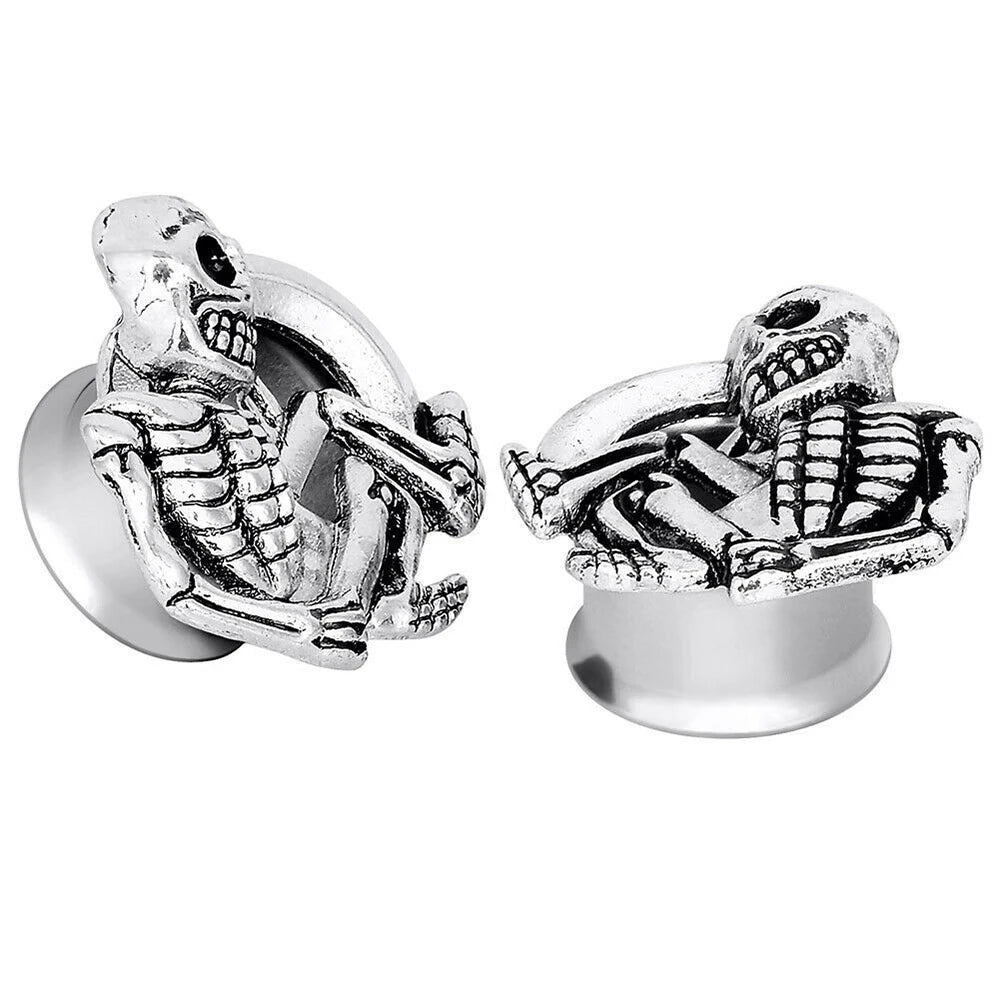 2 Stück Ohrstöpsel/Tunnel/Ohrpiercings aus 316L Edelstahl mit geschraubten Sattelohrring-Expander-Messgeräte Körperschmuck-Piercings