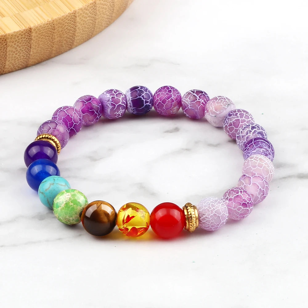 2Pcs Natural Stone 7 Chakra Healing Beaded Adjustable Braided Bracelets Men 8mm Lava Stretch Bracelet Women Reiki Buddha Jewelry