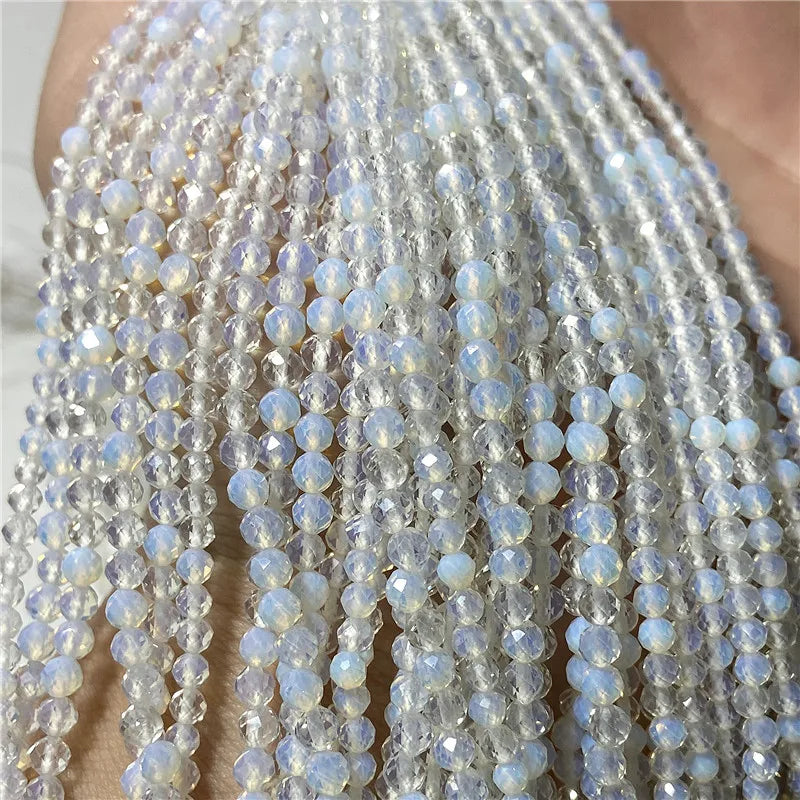 2 3mm Natural Labradorite Quartz Moonstone Crystal Stone Beads Round Faceted Loose Beads For Jewelry Making DIY Bracelet 15.5"